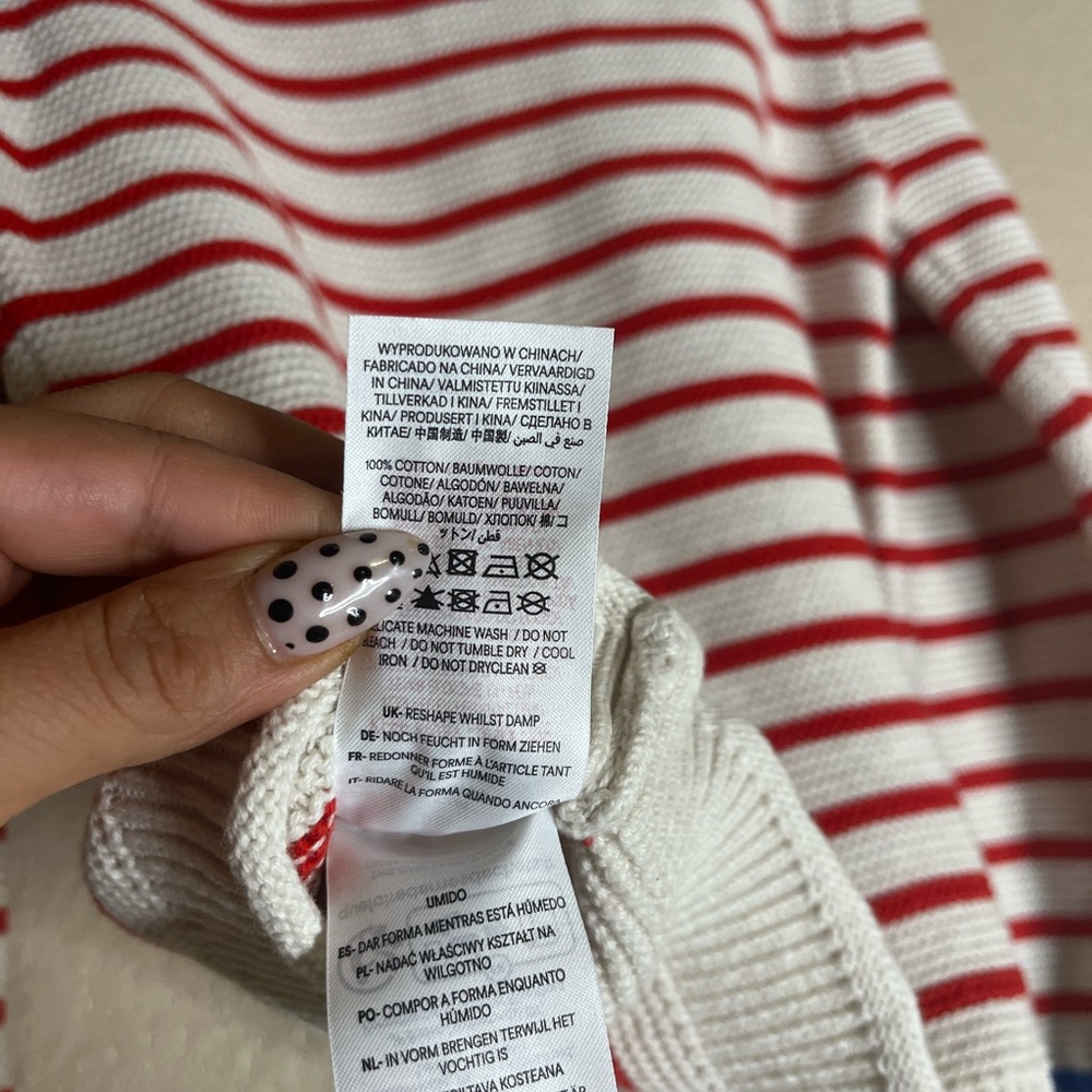 Mini Boden Kids' Nautical Stripe Neck Button Detail Sweater size 7-8 - Picture 7 of 7